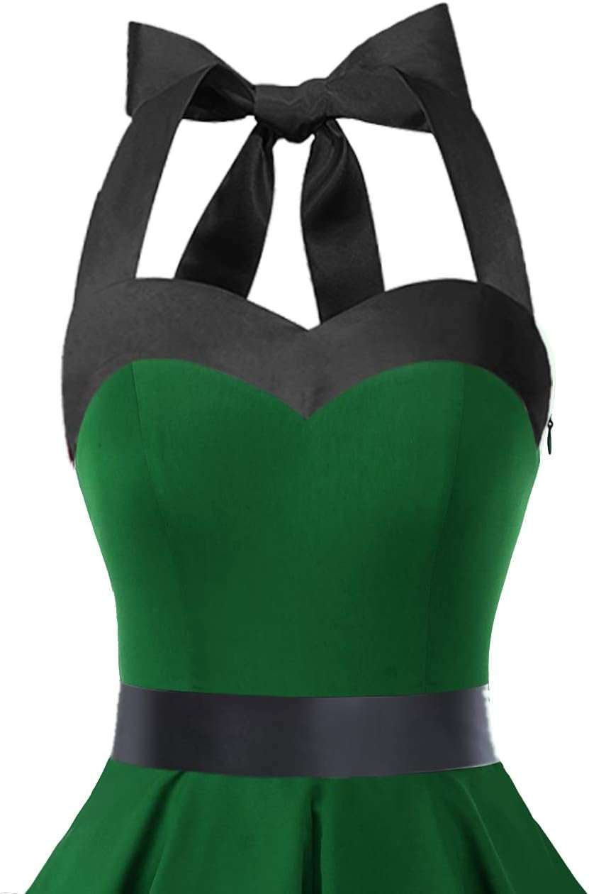 Women'S Vintage 1950S Cocktail Dress, Retro Tea Party Halter Swing Dresses