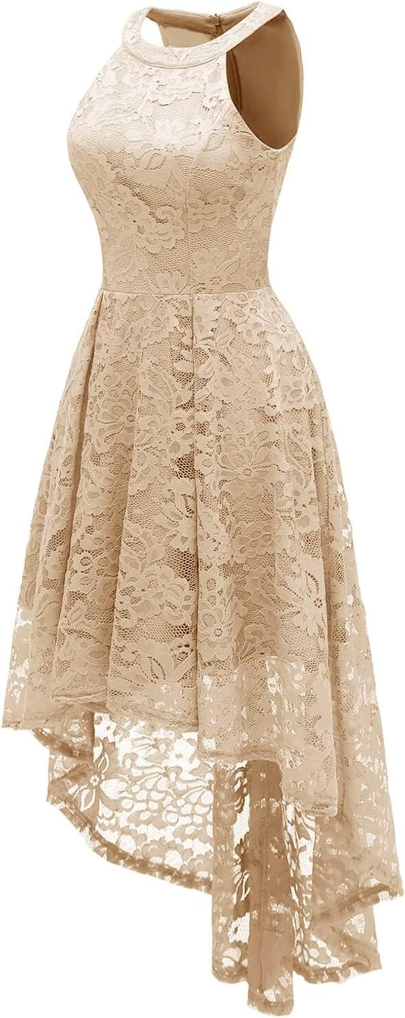 Women Halter Lace Wedding Guest Dress Hi-Lo Cocktail Party Bridesmaid Formal Dresses