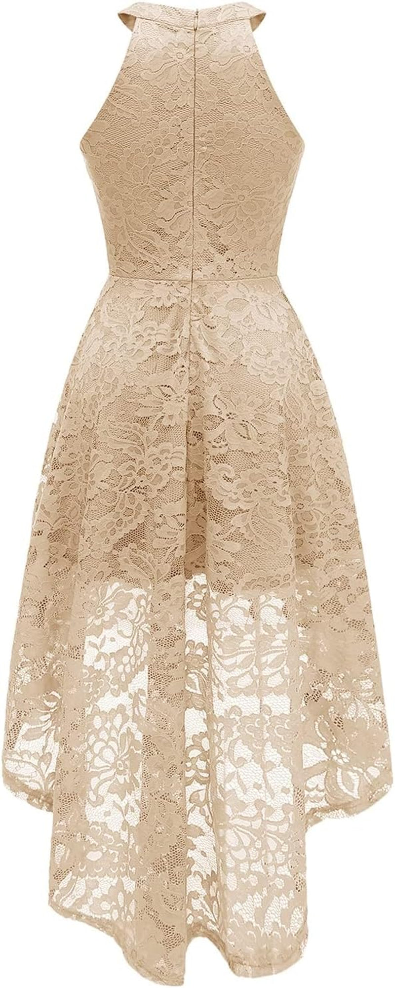 Women Halter Lace Wedding Guest Dress Hi-Lo Cocktail Party Bridesmaid Formal Dresses