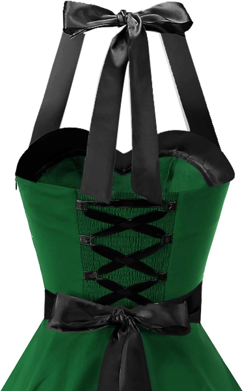 Women'S Vintage 1950S Cocktail Dress, Retro Tea Party Halter Swing Dresses